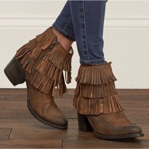 FREEBIRD by Steven Belle Fringe Ankle Boots